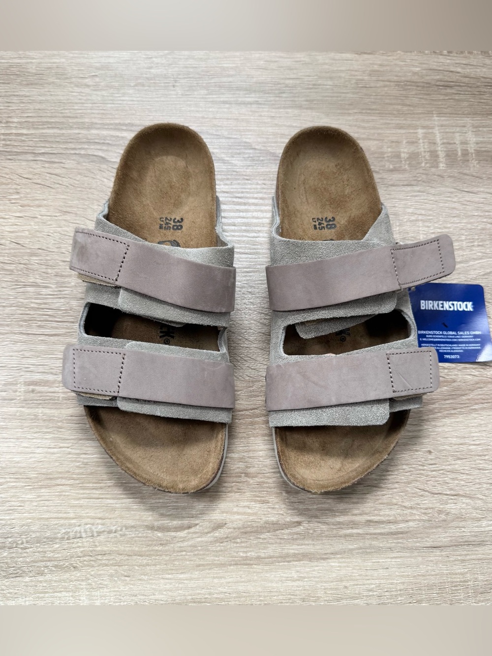 New Birkenstock Uji Nubuck Suede Sandals Taupe US 7 / EUR 38